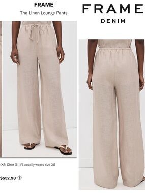 NWOT FRAME Denim Linen Wide-Leg Pants in Light Taupe